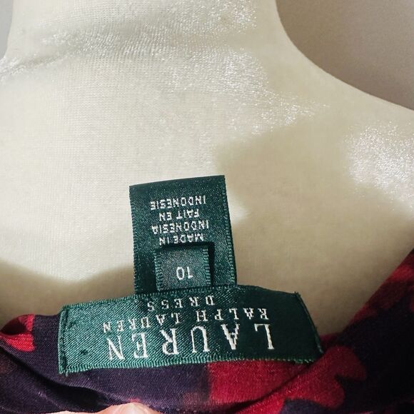 RALPH LAUREN Women's Faux Wrap Floral Sheath Dress Size 10 Red ]Stretch - Picture 10 of 14